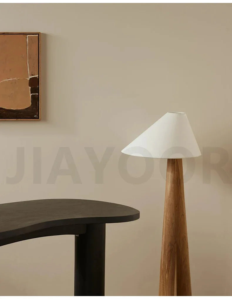 Conical Oak Floor Lamp Wabi Sabi Retro Floor Lamp Living Room Bedroom Study Solid Wood Desk Lamp Bedside Lamp Home Decoration