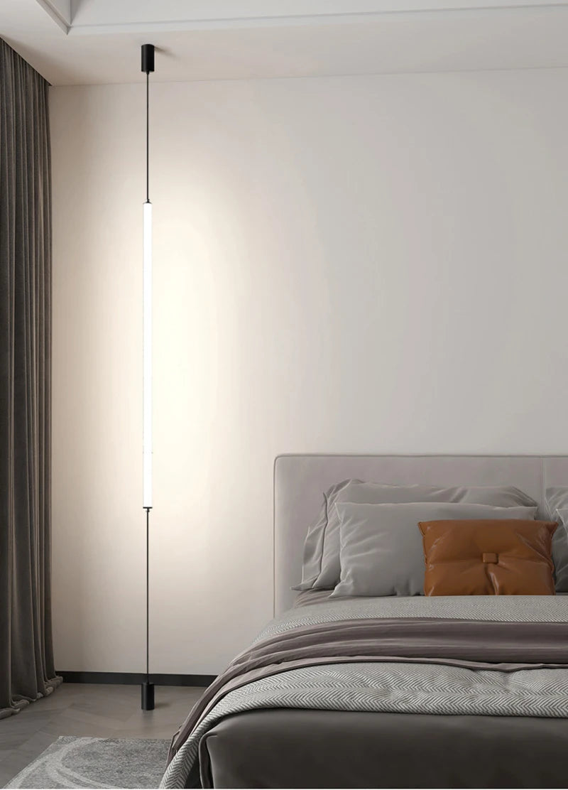 Italy Design Bedroom Bedside LED Floor Lamps Acrylic Sconces Long Line Light Modern Black Hotel Living Room LED Floor Light Home