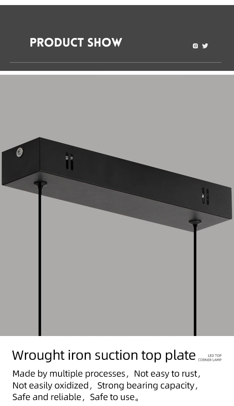 Modern Linear Pendant Light – Long Chandelier for Dining Room & Kitchen