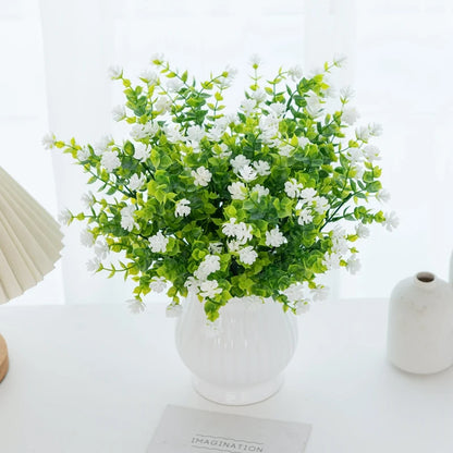 Artificial Plastic Flowers Fake Eucalyptus Plant Wedding bridal bouquet Christmas Decor Vase for Home windowsill bonsai Festival