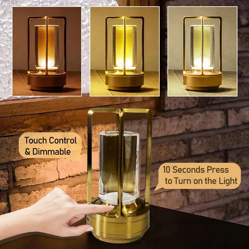 USB Rechargeable Aluminum Bar Table Lamp – Dimmable Touch Lamp