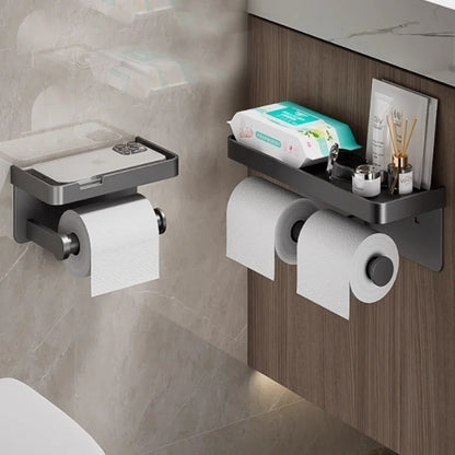 Toilet paper holder, wall-mounted storage rack for bathroom, waterproof tissue roll holder, restroom paper towel dispenser
