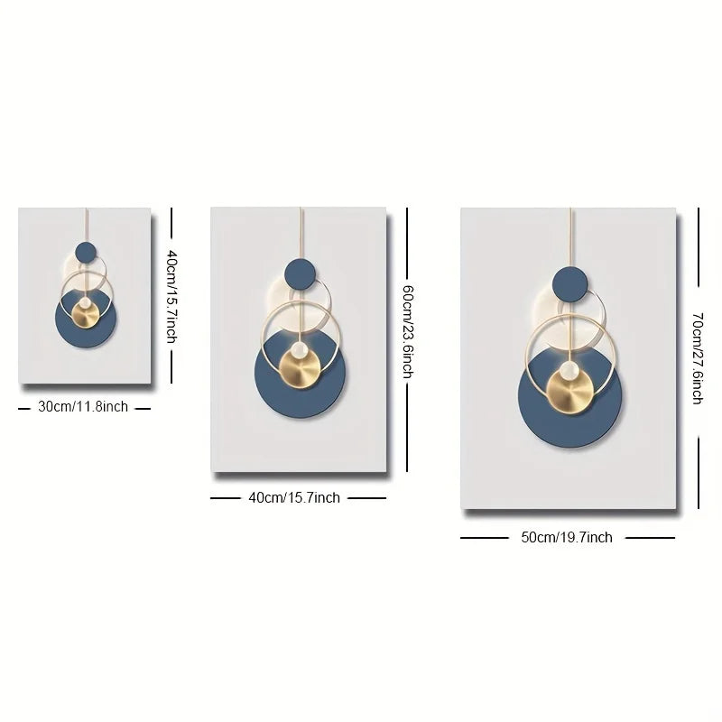 Gold & Blue Abstract Art Prints — Set of 3