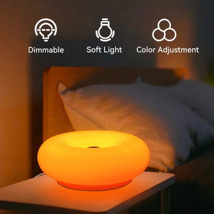 Sweet donut touch bedside night light with USB charging port, adjustable by touch, bedroom and living room atmosphere desk lamp