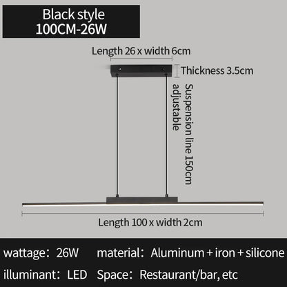 Modern Linear Pendant Light – Long Chandelier for Dining Room & Kitchen