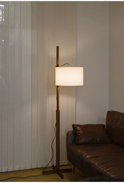 Japanese floor lamp Designer fabric Liftable adjustable floor lamp Retro wooden floor lamps Living Room Salon reading floor lamp