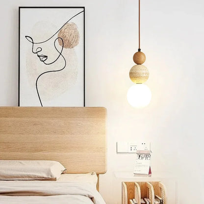 Bauhaus Cream Stone Pendant Lamp – Designer LED Chandelier for Bedroom & Dining