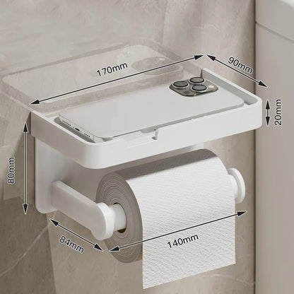 Toilet paper holder, wall-mounted storage rack for bathroom, waterproof tissue roll holder, restroom paper towel dispenser