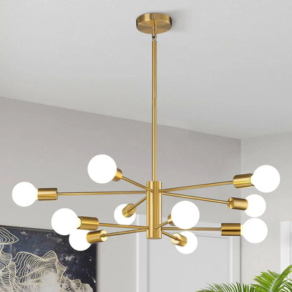 Multi-Head Chandelier – Modern Gold & Black LED Ceiling Light for Living & Dining Room