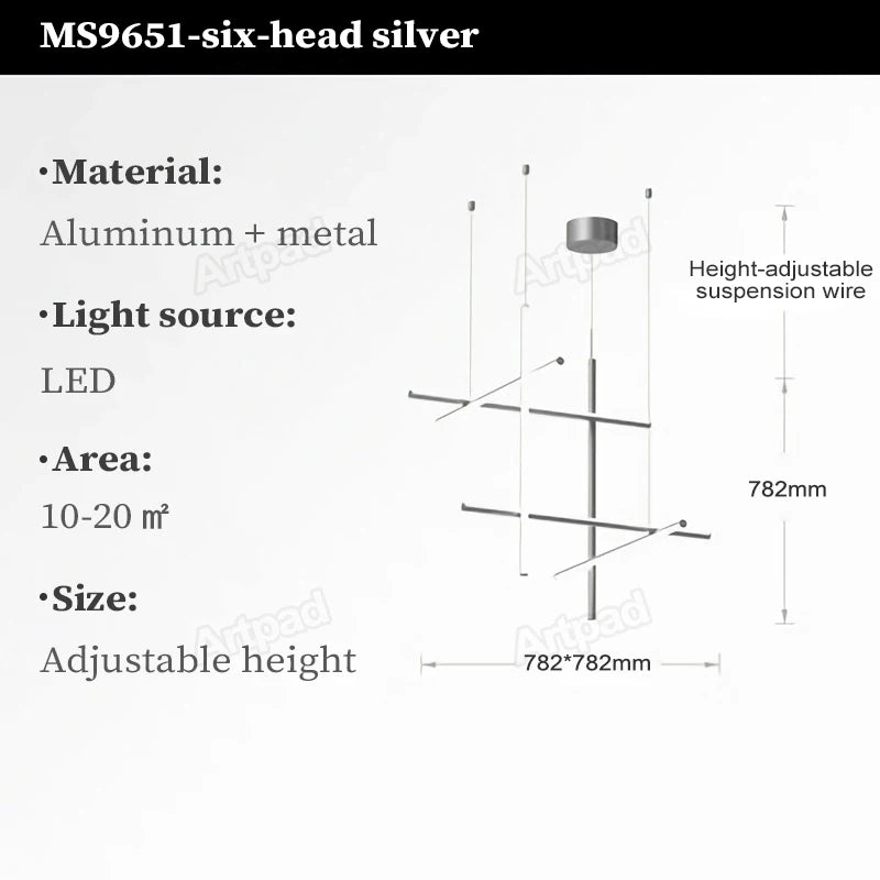 Italian Designer Tube Chandelier – Post-Modern LED Gold & Chrome Pendant Light