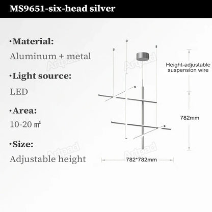 Italian Designer Tube Chandelier – Post-Modern LED Gold & Chrome Pendant Light
