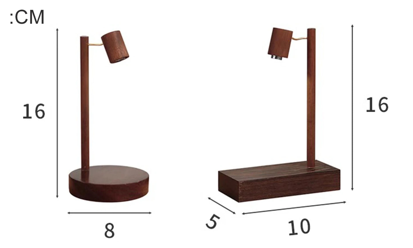 Wooden Retro Table Lamp – Walnut LED Night Light with Rotary Switch for Bedroom & Desk