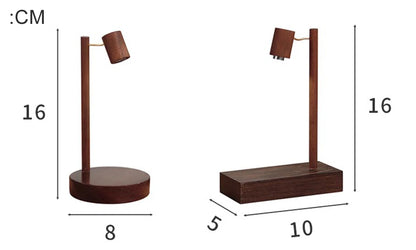 Wooden Retro Table Lamp – Walnut LED Night Light with Rotary Switch for Bedroom & Desk