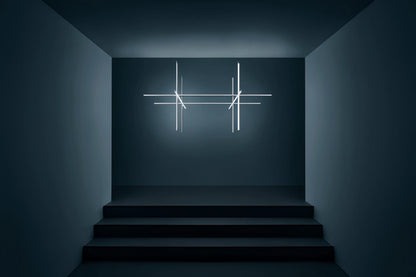 Italian Designer Tube Chandelier – Post-Modern LED Gold & Chrome Pendant Light