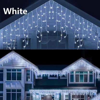 Icicle String Lights Outdoor LED Fairy Lights Garland For New Year Party Wedding Garden Terrace Christmas Decoration Lamps