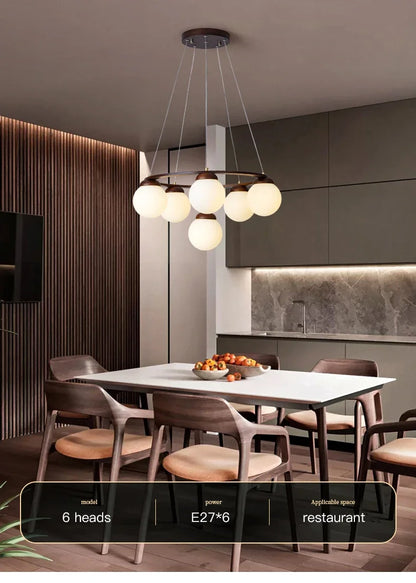 Nordic Wood Ring Chandelier – Modern LED Pendant Light for Dining Room & Living Room