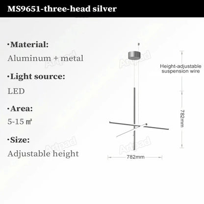 Italian Designer Tube Chandelier – Post-Modern LED Gold & Chrome Pendant Light