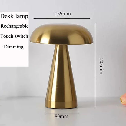 Retro Mushroom LED Table Lamp – Rechargeable Touch Bedside Light