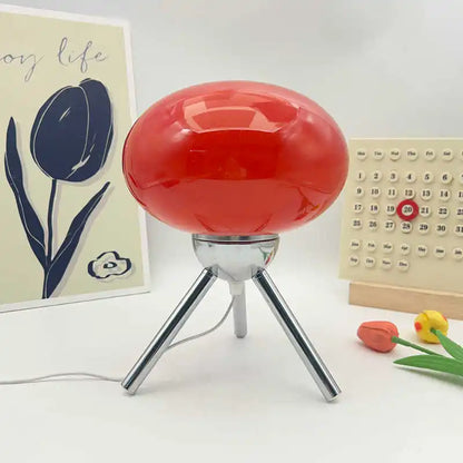Bauhaus Glass Mushroom Table Lamp – Nordic Retro Bedside Ambient Light with Dimmer