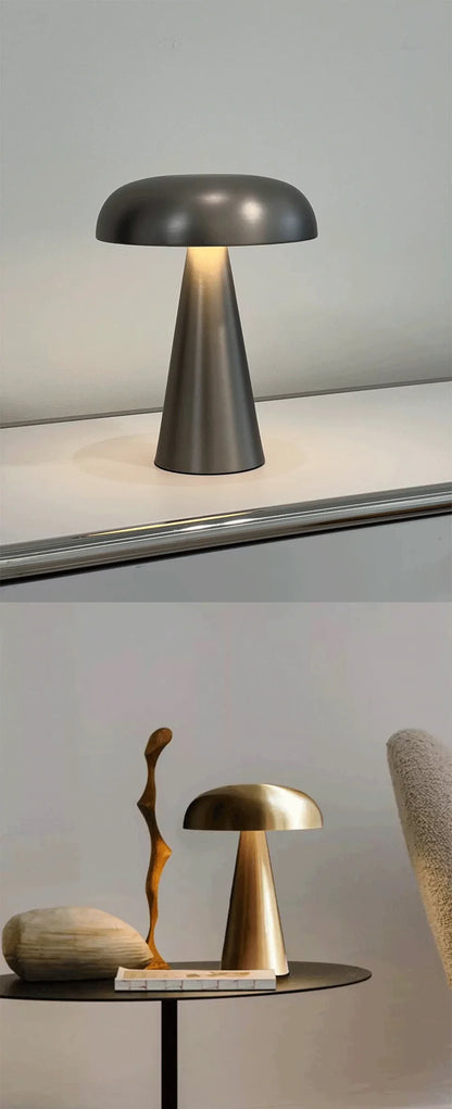 Retro Mushroom LED Table Lamp – Rechargeable Touch Bedside Light