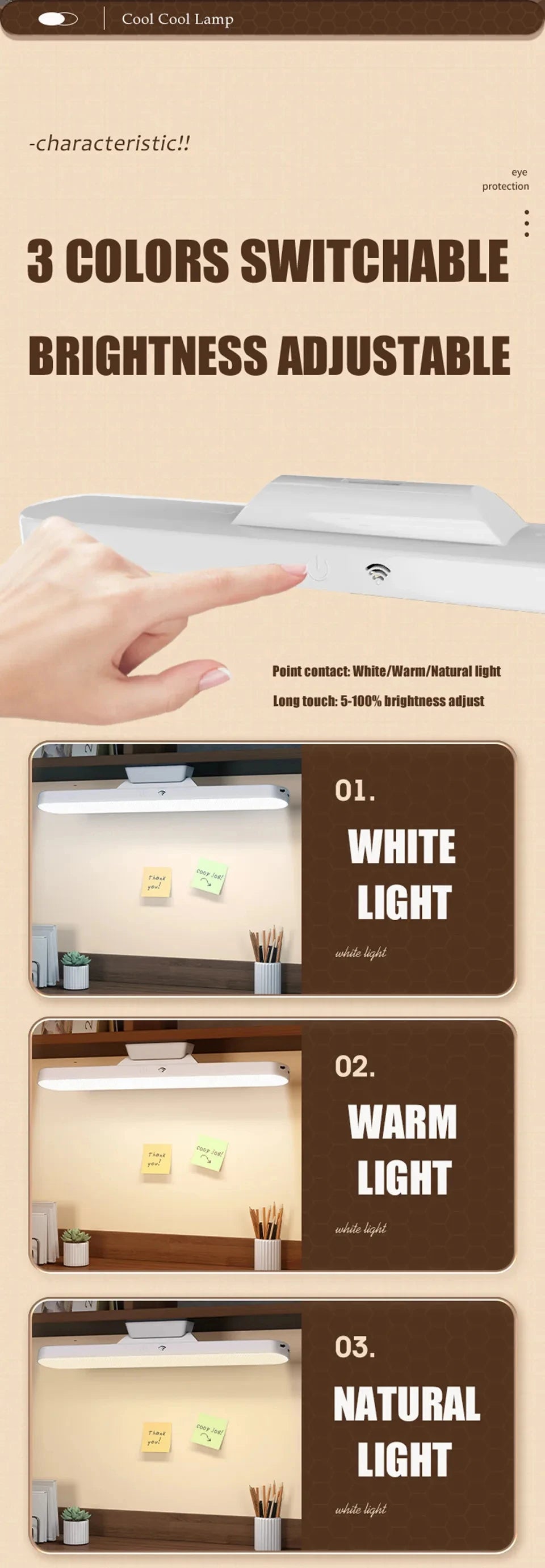 LED Magnetic Eye Protection Remote Reading Switch Desk Lamp Three-speed Stepless Dimming USB Rechargeable Student Learning Lamp