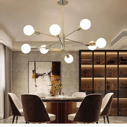 Multi-Head Chandelier – Modern Gold & Black LED Ceiling Light for Living & Dining Room