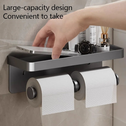 Toilet paper holder, wall-mounted storage rack for bathroom, waterproof tissue roll holder, restroom paper towel dispenser
