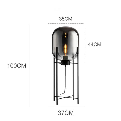 Postmodern Nordic Industrial Style Smoke Gray Glass Four-legged Floor Lamp Creative Personality Living Room Bedroom Table Lamps