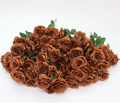 9 Heads 1 Bunch Camellia Rose Artificial Flower Holding Bouquets Party Wedding Scene Display Room Home Decor Fake Floral Gifts
