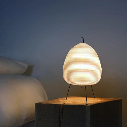 Rice Paper Table Lamp – Handmade Retro LED Art Design Light for Bedroom & Living Room
