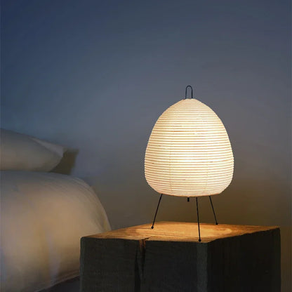 Rice Paper Table Lamp – Handmade Retro LED Art Design Light for Bedroom & Living Room