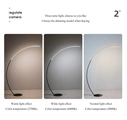Nordic Minimalist White Gold C-shaped Lamp Living Room Sofa Bedroom Study Bedside Corner Led Dimmable Remote Control