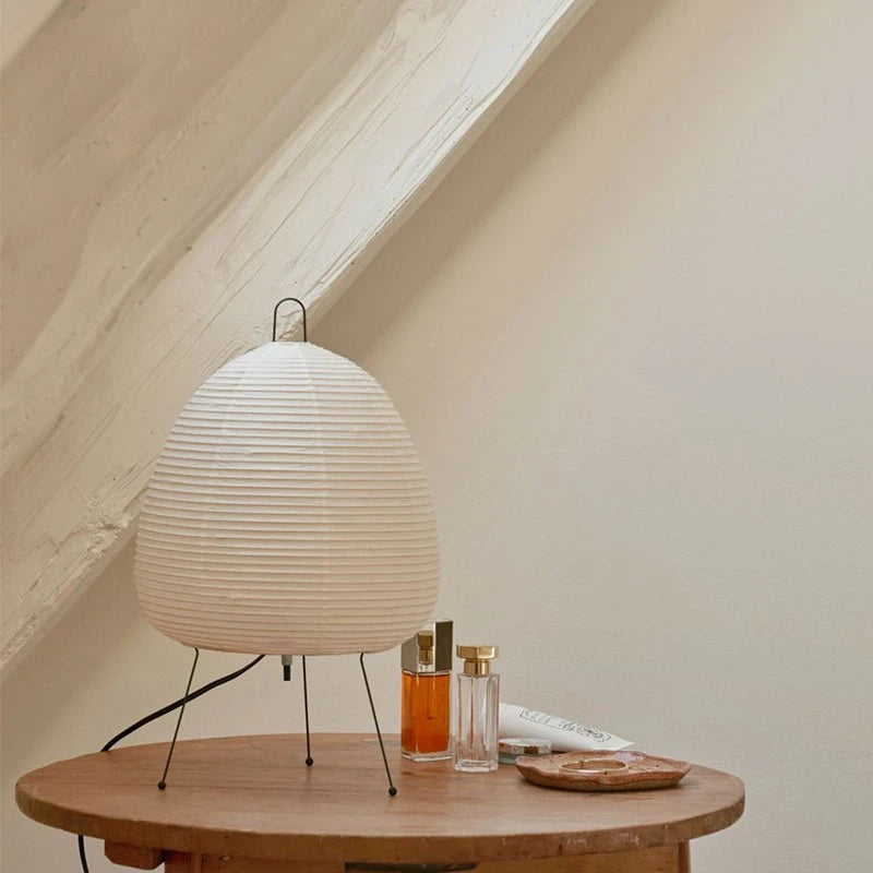 Rice Paper Table Lamp – Handmade Retro LED Art Design Light for Bedroom & Living Room