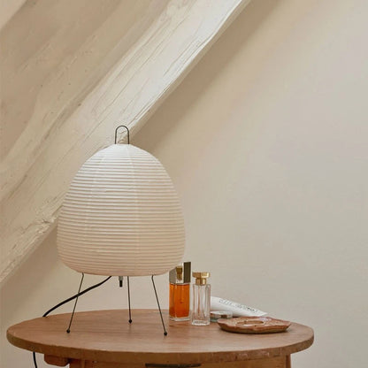 Rice Paper Table Lamp – Handmade Retro LED Art Design Light for Bedroom & Living Room