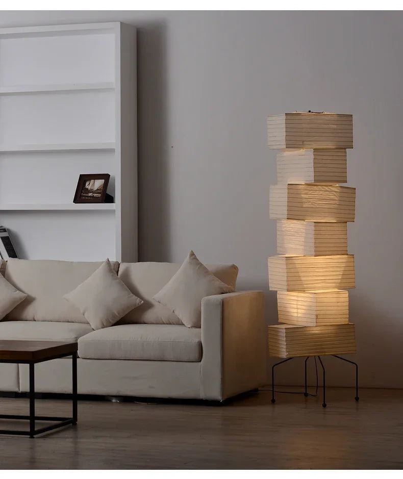 Akari-Style Rice Paper Floor Lamp – Japanese Designer Standing Light