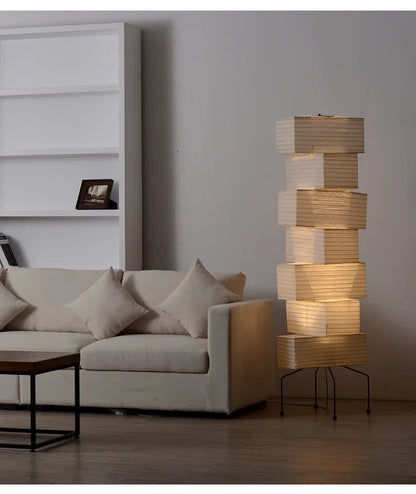 Akari-Style Rice Paper Floor Lamp – Japanese Designer Standing Light