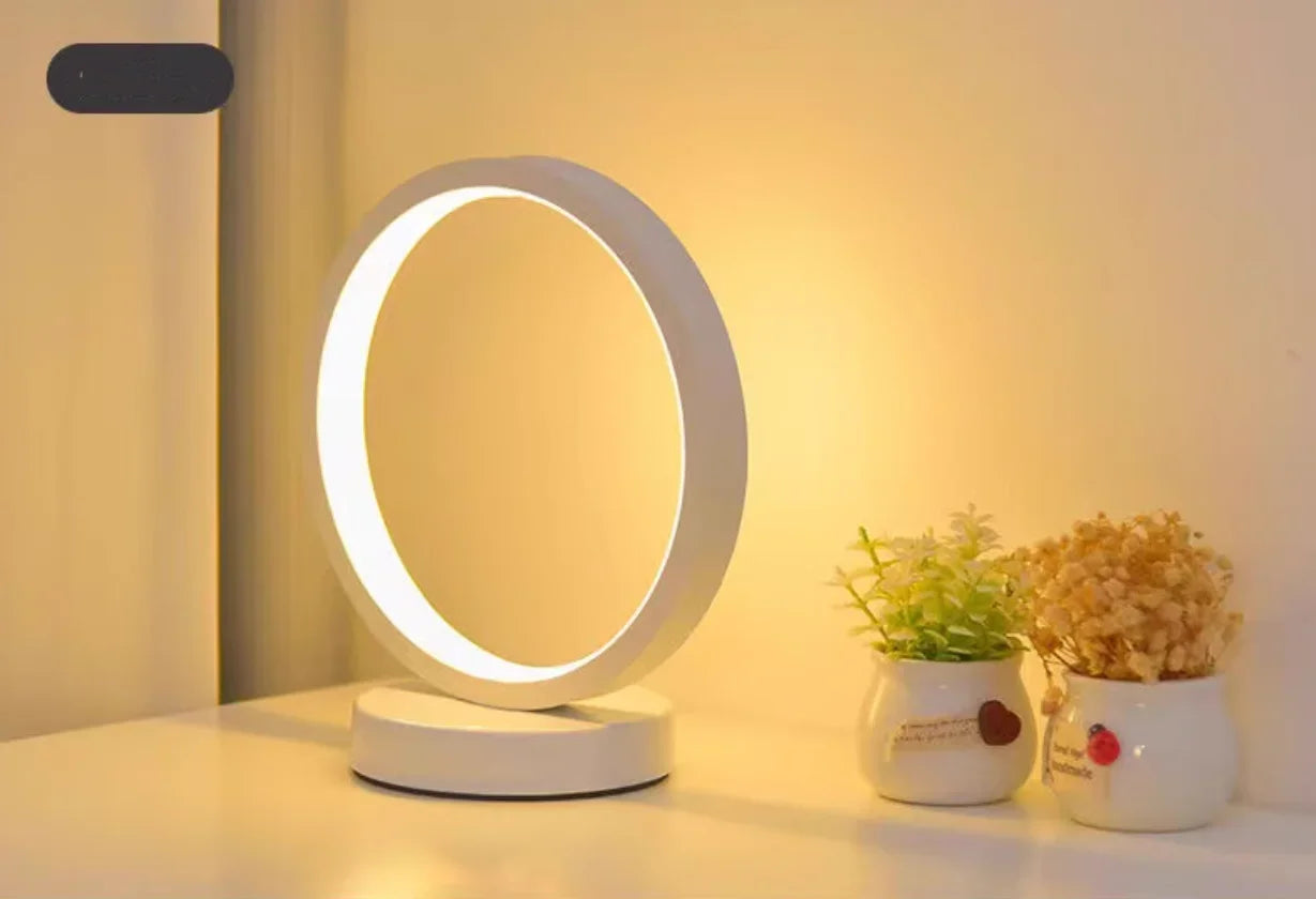 20cm LED Ring Table Lamp – Dimmable Round Night Light