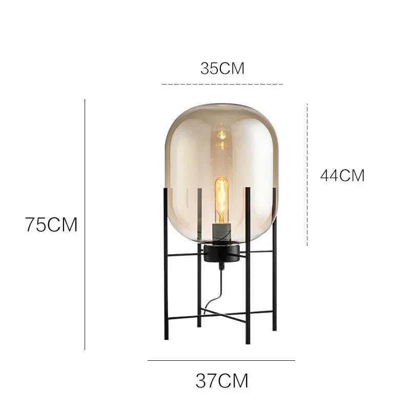 Postmodern Nordic Industrial Style Smoke Gray Glass Four-legged Floor Lamp Creative Personality Living Room Bedroom Table Lamps