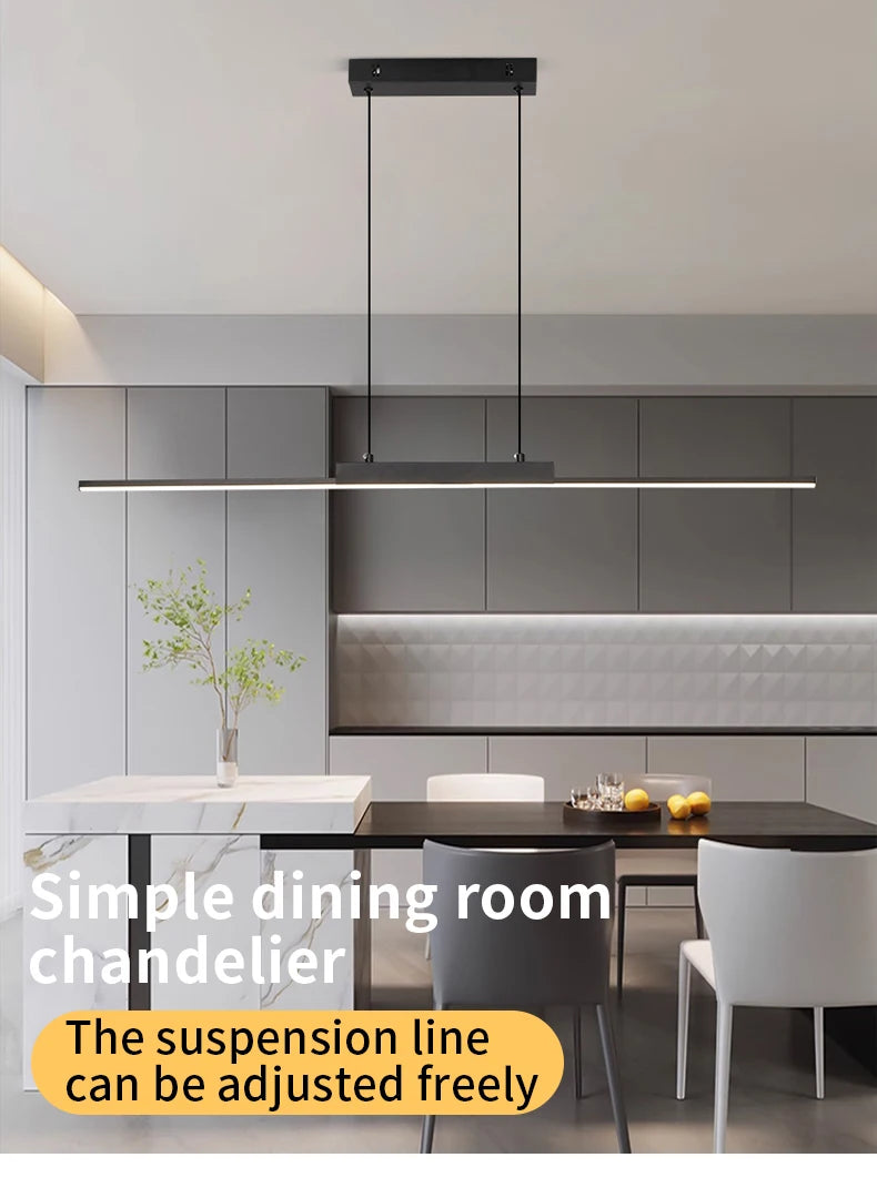 Modern Linear Pendant Light – Long Chandelier for Dining Room & Kitchen