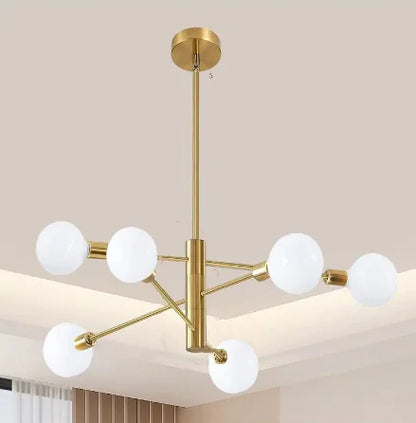 Multi-Head Chandelier – Modern Gold & Black LED Ceiling Light for Living & Dining Room