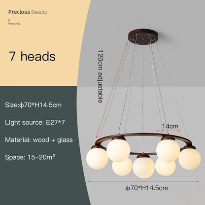 Nordic Wood Ring Chandelier – Modern LED Pendant Light for Dining Room & Living Room