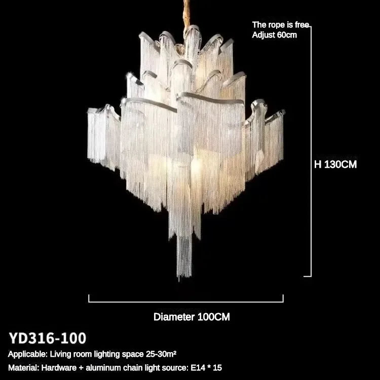 Floral Tassel Staircase Chandelier – Grand LED Pendant for Villa & Duplex Spaces