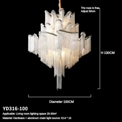 Floral Tassel Staircase Chandelier – Grand LED Pendant for Villa & Duplex Spaces