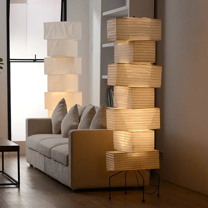 Akari-Style Rice Paper Floor Lamp – Japanese Designer Standing Light