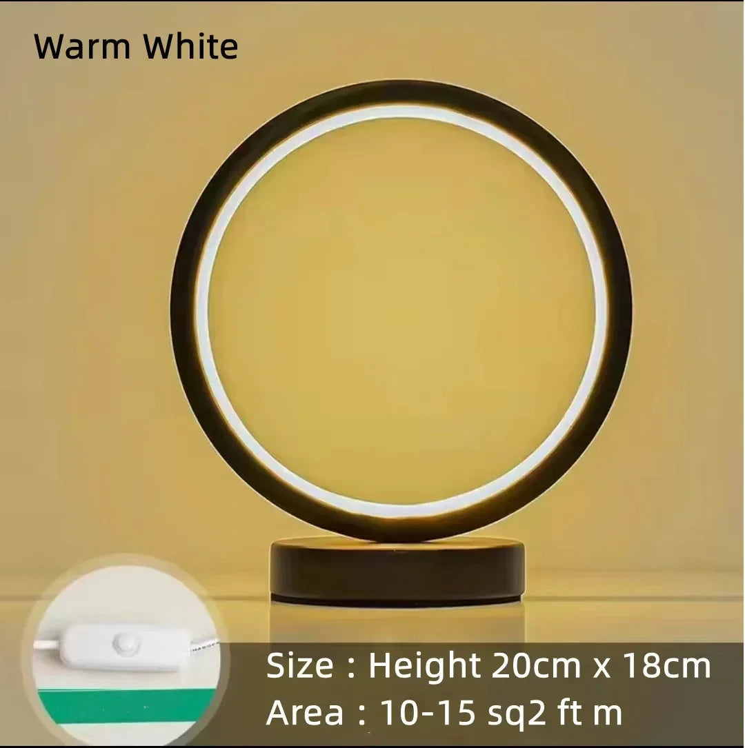 20cm LED Ring Table Lamp – Dimmable Round Night Light