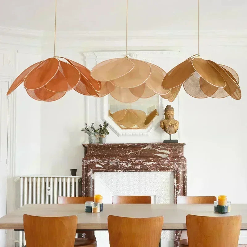 Colorful Petal Pendant Light – Fabric Flower Chandelier for Living Room & Bedroom