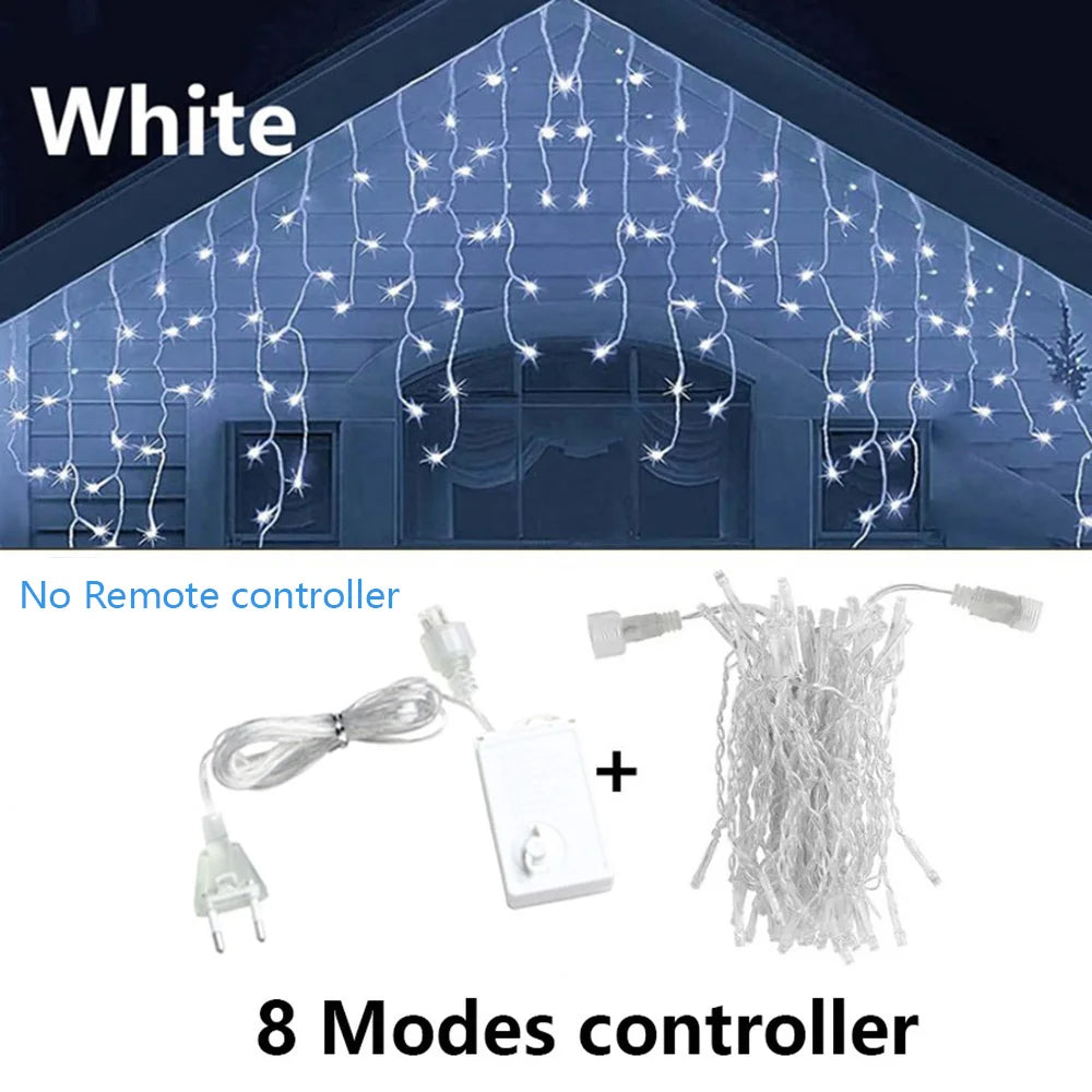 Icicle String Lights Outdoor LED Fairy Lights Garland For New Year Party Wedding Garden Terrace Christmas Decoration Lamps