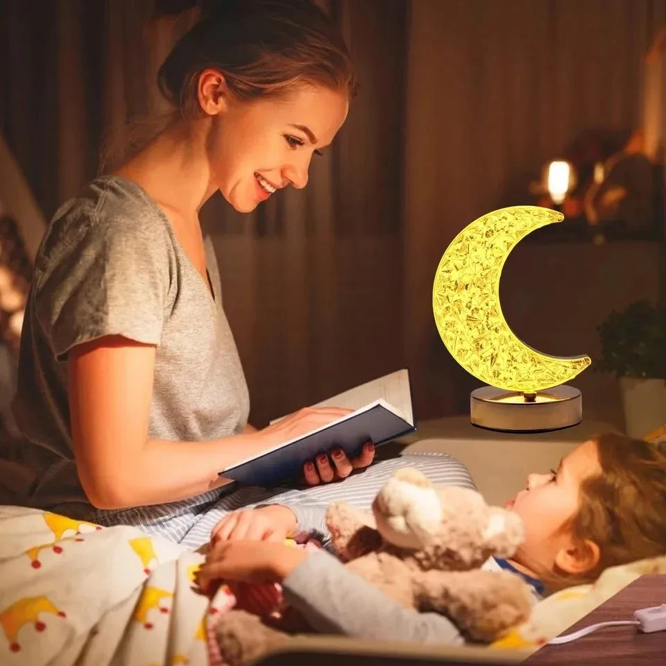 Touch Control 3D Crystal Track Night Light Girls Room Home Decor Aesthetics USB Bedside LED Ambient Table 3D Moon Lamp