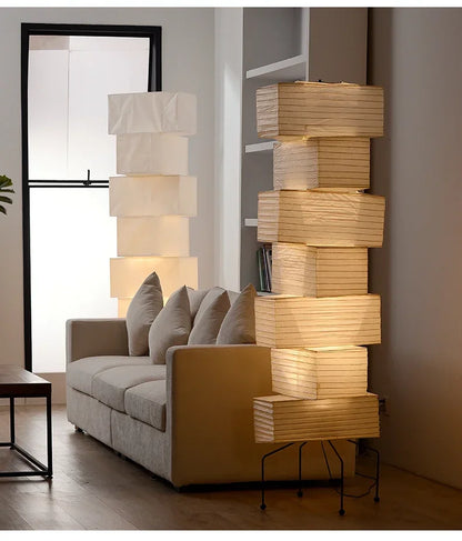Akari-Style Rice Paper Floor Lamp – Japanese Designer Standing Light