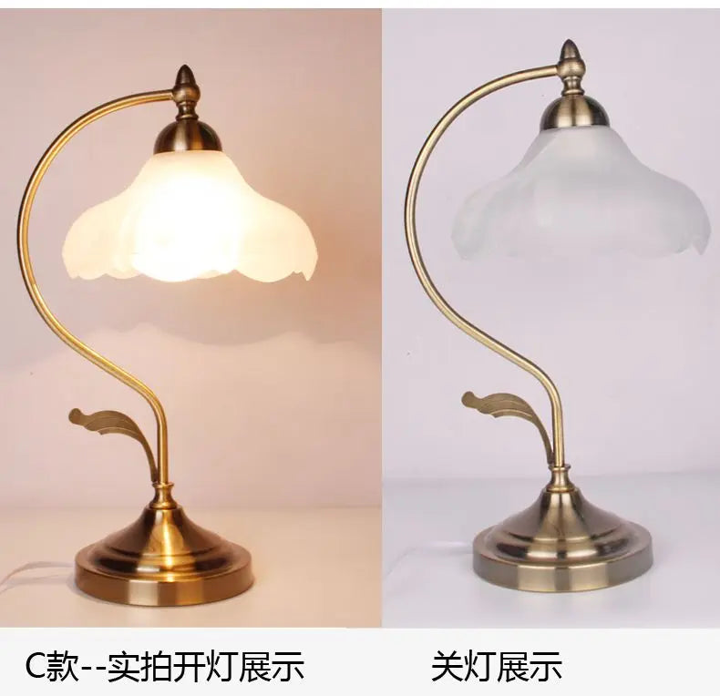 Pastoral Flower Table Lamp – Vintage Antique Metal Desk Light for Bedroom & Study